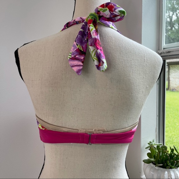 Lands End Floral Halter Bikini Top Size 8 - Picture 4 of 9